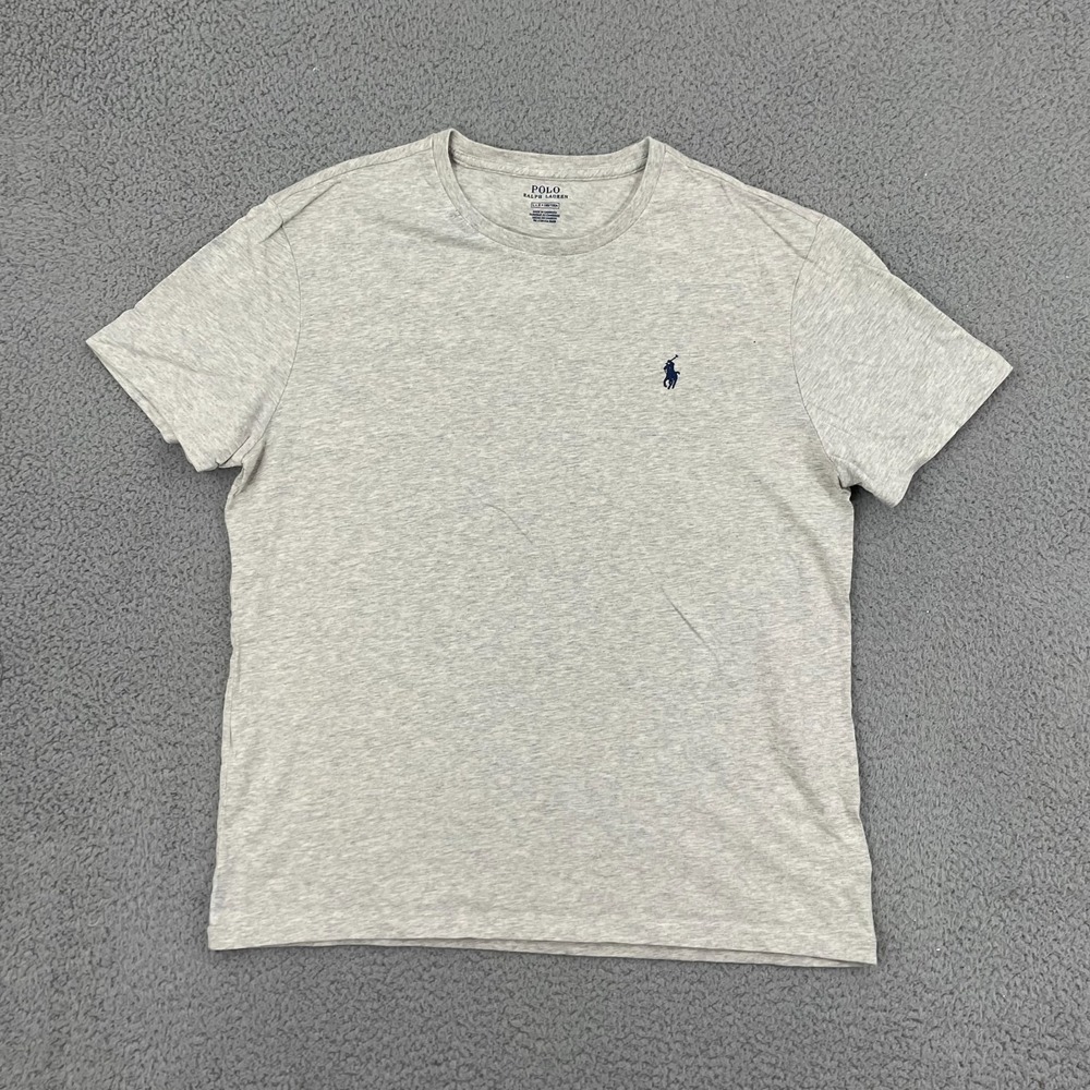 Polo Ralph Lauren Custom Slim Fit T-Shirt Men L New Grey Heather Jersey Crewneck